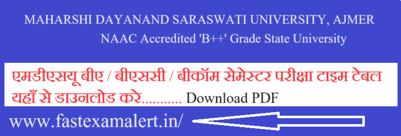 MDSU Bsc 1st Semester Time Table 2024